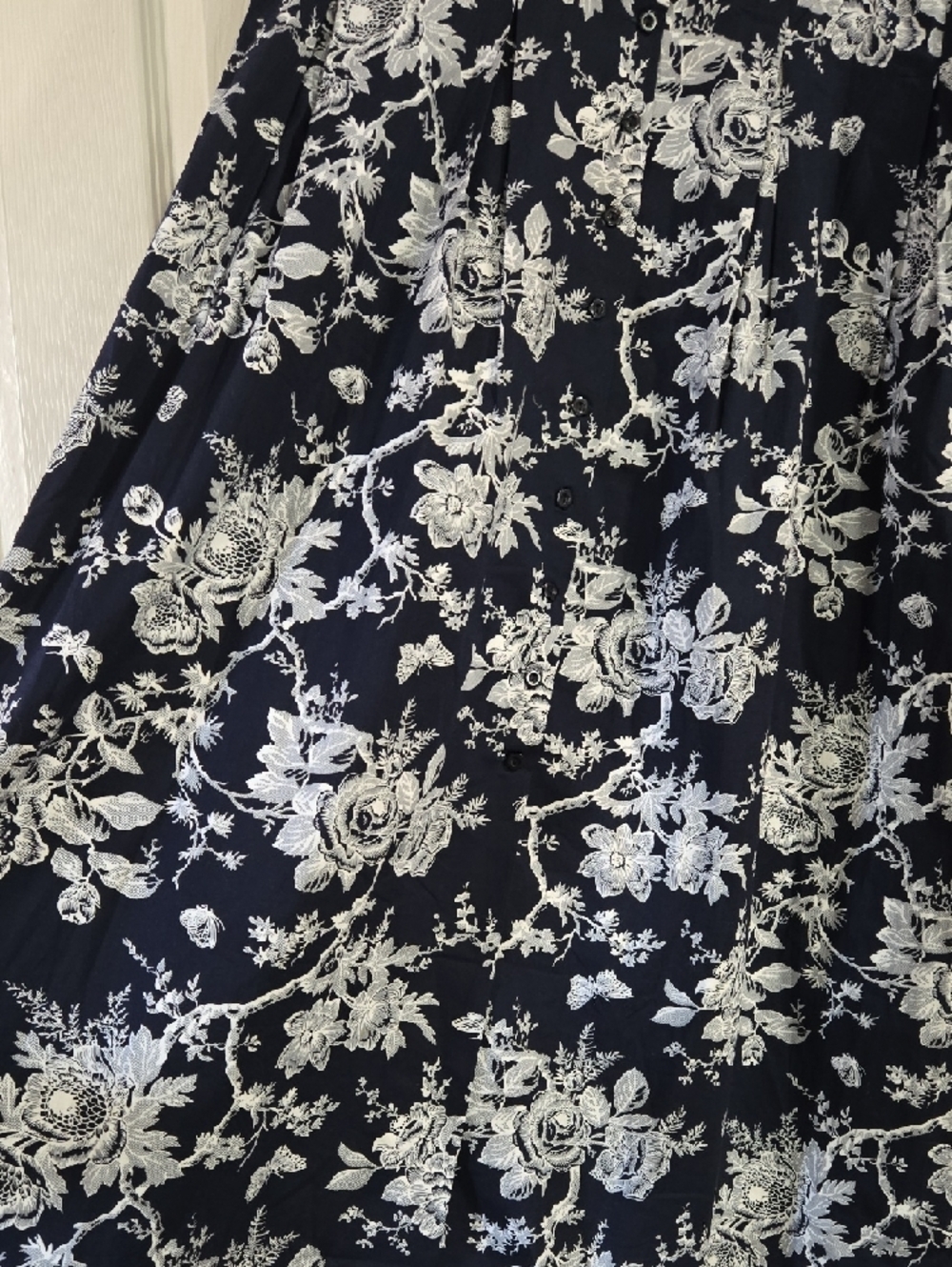 Chadwicks Navy and White Floral Sleeveless Midi Dress - Picture 3 of 6